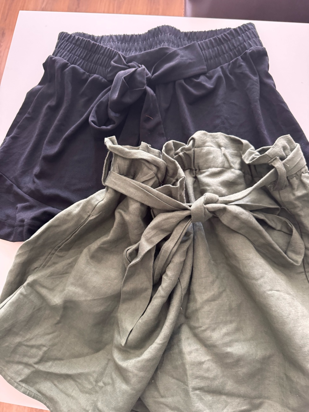 Express Olive Green Linen Tie-Waist Shorts